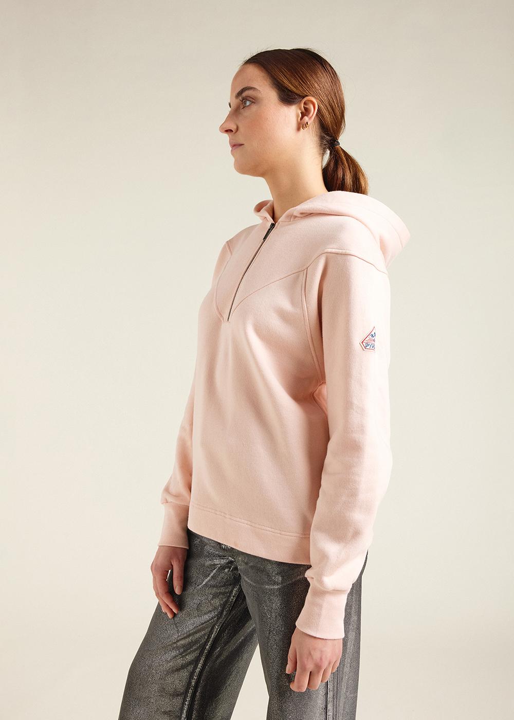 Women's Pyrenex Bianca hoodie in organic cotton peach whip-5