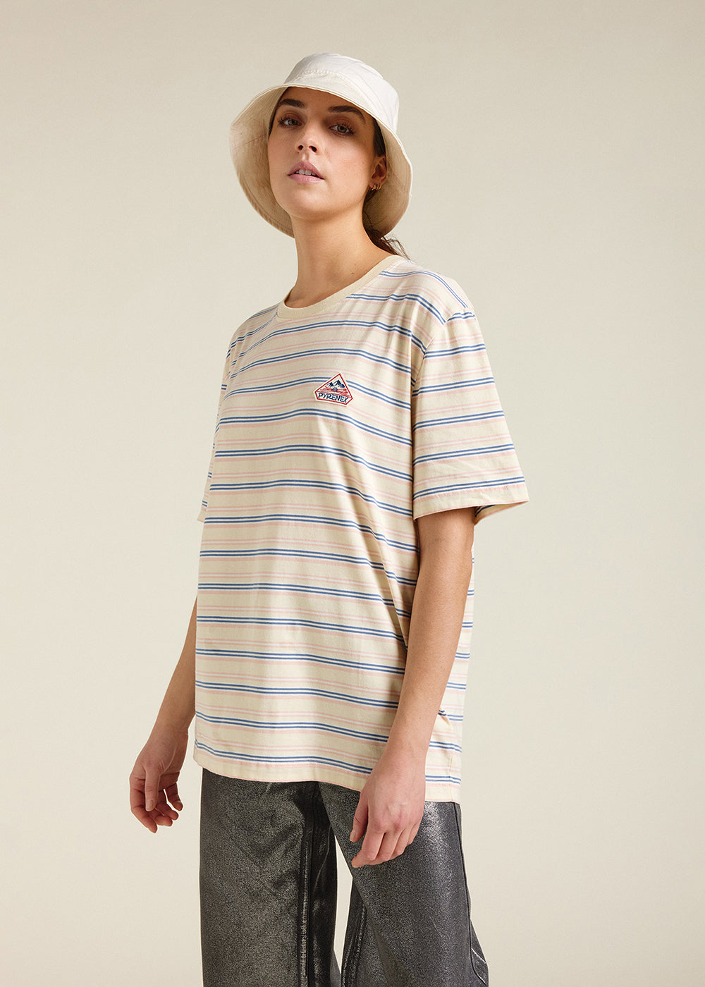 Unisex striped T-shirt in organic cotton Pyrenex Horizon anise flower-4