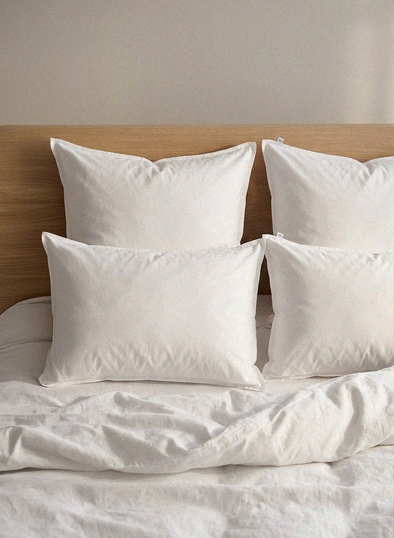 Kissenbezüge x2, uni weiß, aus Baumwolle und TENCEL™ Lyocell-2