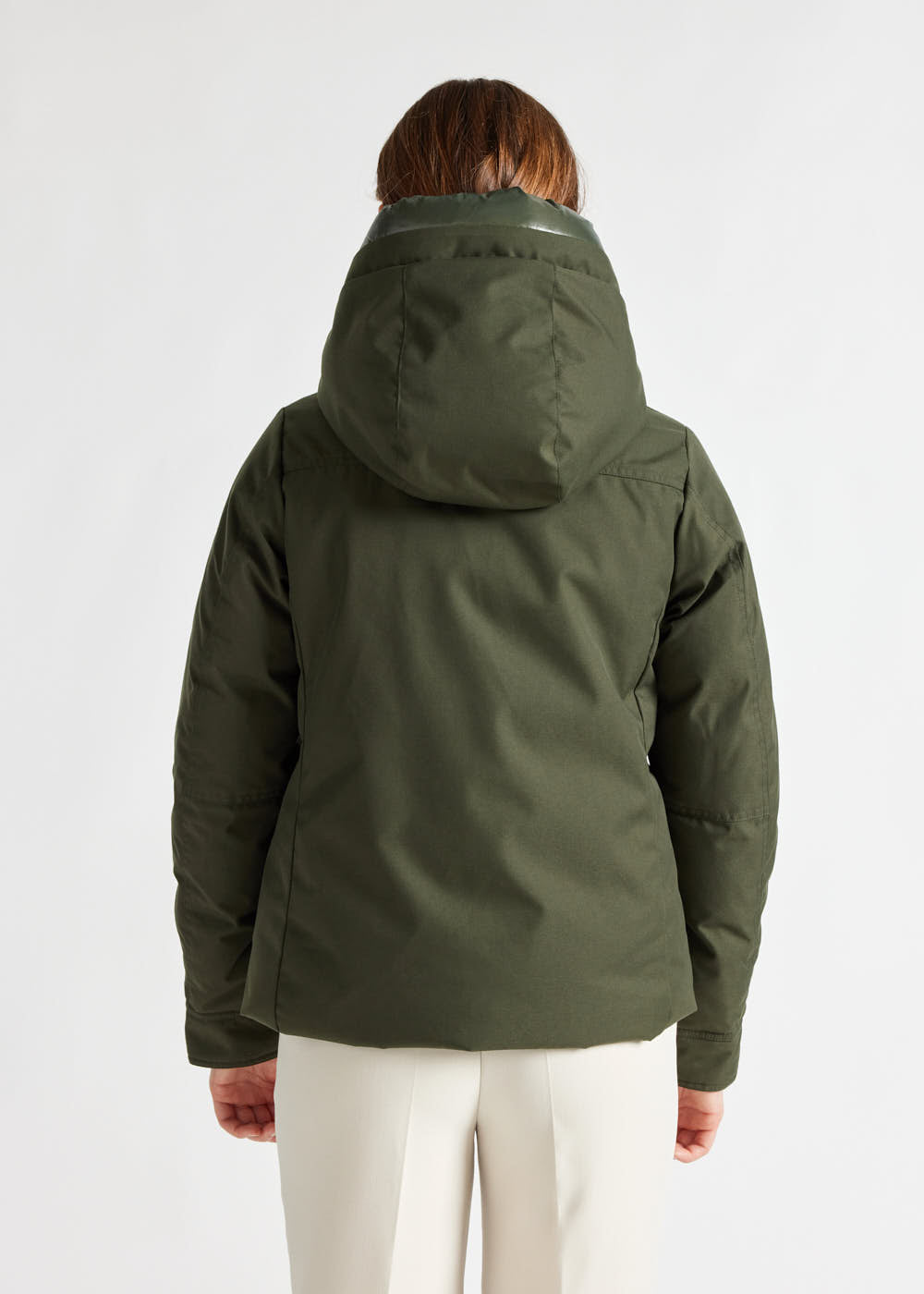 Pyrenex Charlotte Damen-Kurzparka aus natürlichen Daunen, tiefes Khaki-4