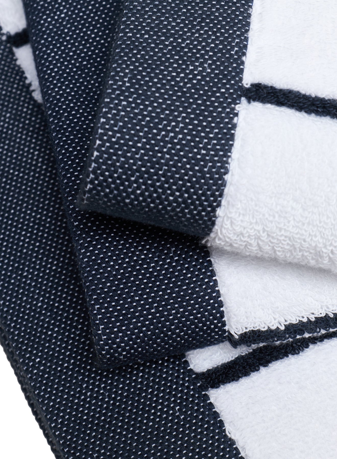 serviettes éponges rayées bleu et blanche